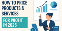 Business owner reviewing pricing strategy for 2025 with cost analysis charts