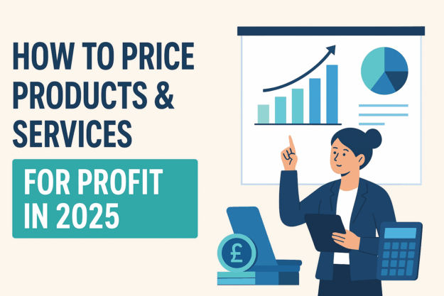 How to Price Products and Services in 2025 Business owner reviewing pricing strategy for 2025 with cost analysis charts