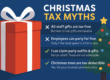 Christmas-themed illustration of accountants debunking festive tax myths for UK businesses.