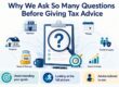 Illustration showing how tax advisers gather information before giving tailored tax advice.