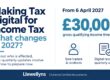 Making Tax Digital for Income Tax graphic showing a laptop with digital tax records and a calendar