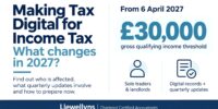Making Tax Digital for Income Tax 2027 Making Tax Digital for Income Tax graphic showing a laptop with digital tax records and a calendar